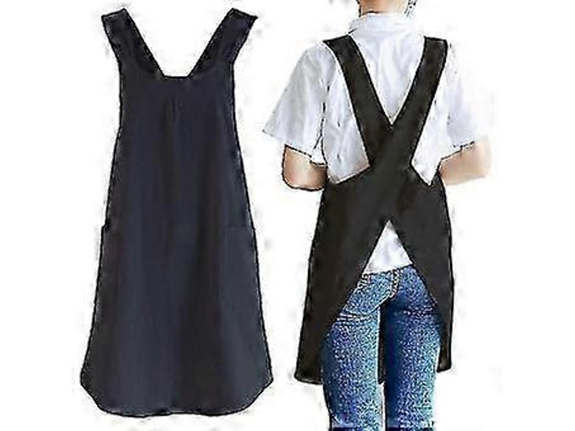 Avental De Algodão E Linho 80%/20% Com Bolso, Design Sem Laço, Ideal Para Cozinha, Jardim E Presentes