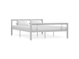 Vidaxl Estrutura De Cama 140x200 Cm Metal Cinzento E Branco