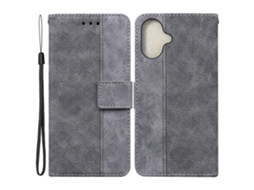 Capa Em Couro Pu Para Apple Iphone 16 Plus, Cinzento