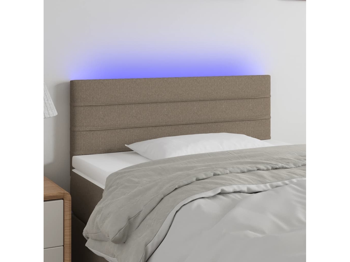 Vidaxl Cabeceira Cama Luzes Led Tecido 80x5x78/88cm Cinza-acastanhado