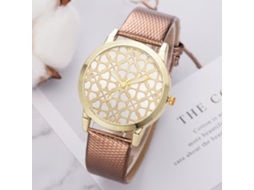 Relógio de Pulso Feminino Fashion com Cinto de Couro Pu e Movimento de Quartzo Marrom