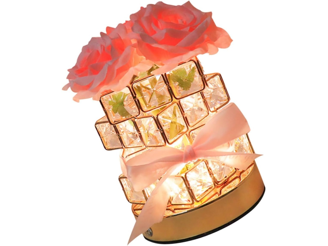 Abajur De Mesa Rosa, Ideal Para Cabeceira De Quarto, Com Design Floral Exclusivo E Modos De Recarga Usb.