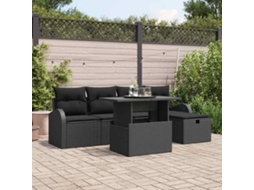 Vidaxl Conjunto De Sofá De Jardim 6 Unid. Preto Vime Pe