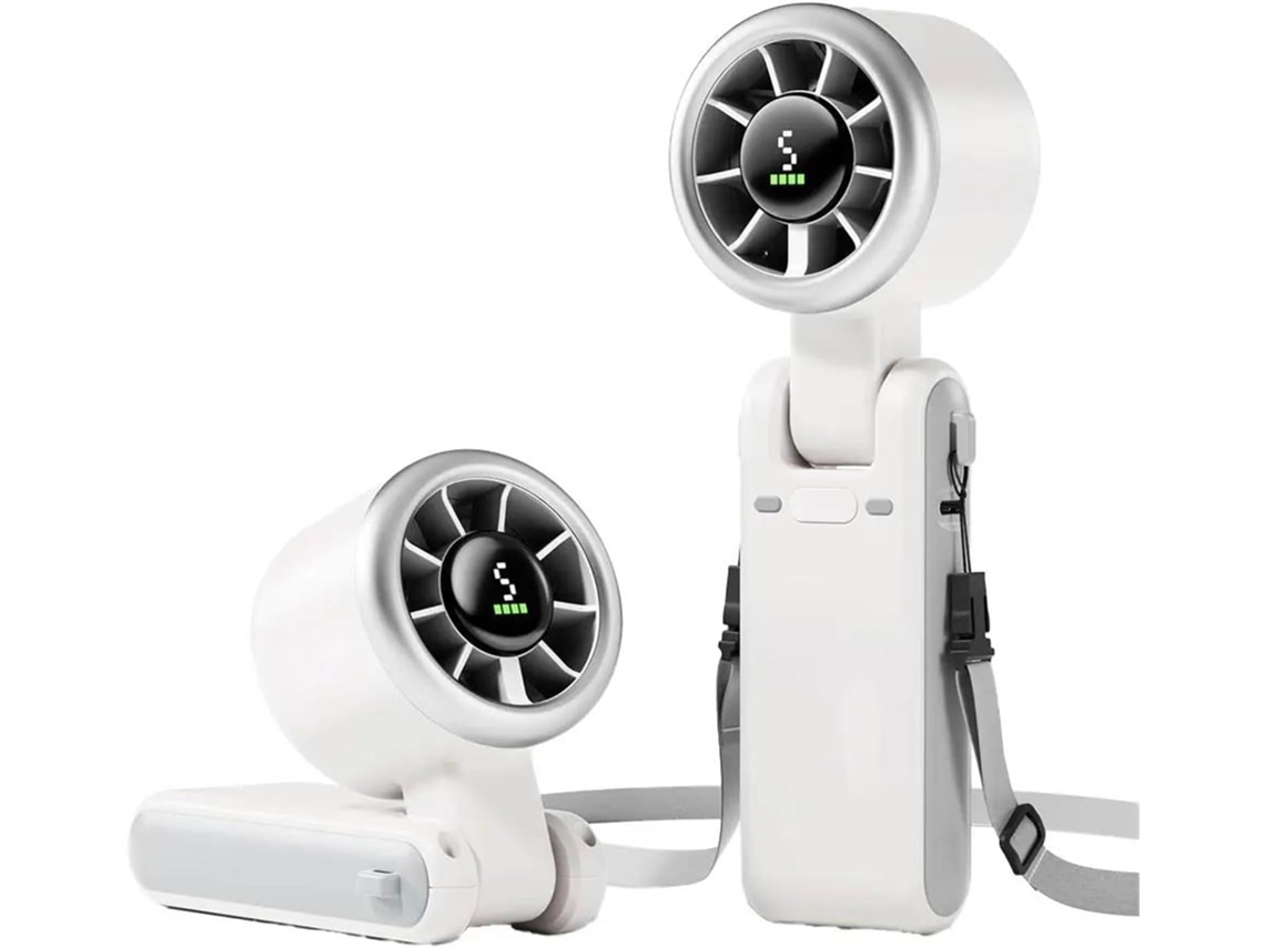 Ventilador Turbo Portátil Com 5 Velocidades, Ângulo Ajustável De 180° E Recarregável Via Usb