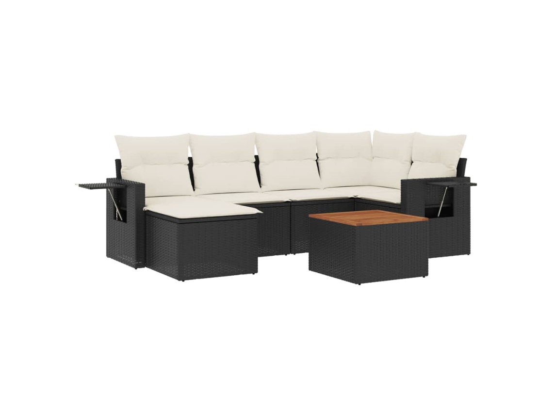 Conjunto 1 Conjunto De Sofás De Jardim Vidaxl Preto Vime Pe (62 X 62 X 69 Cm)