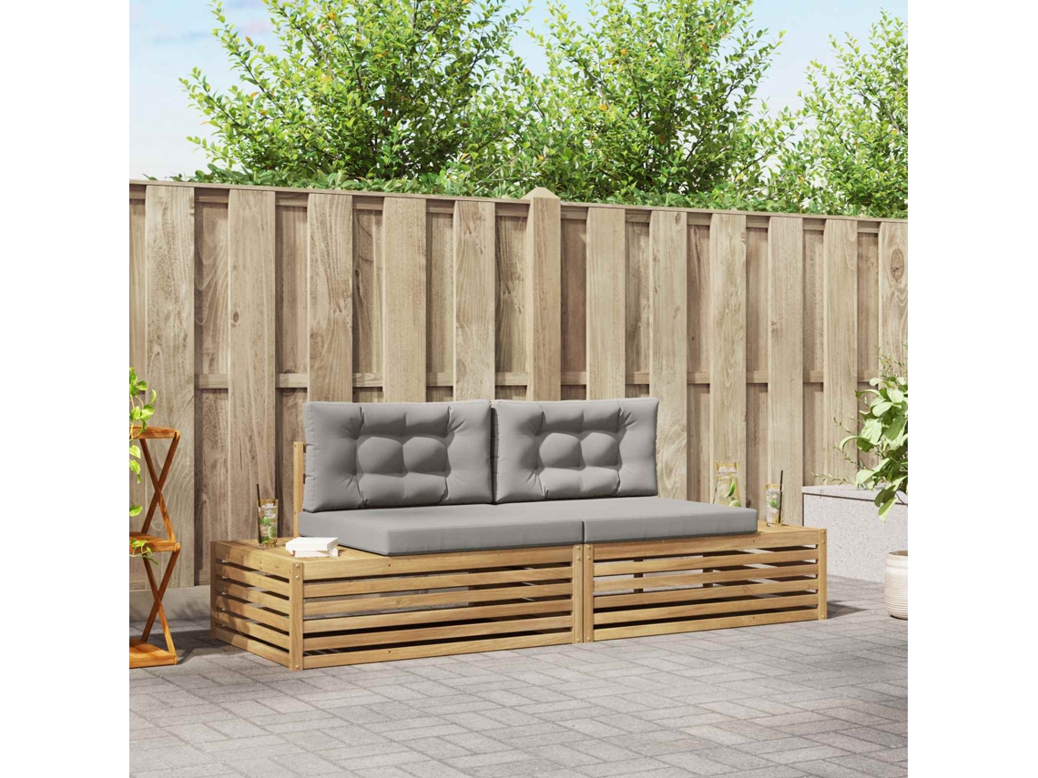 Vidaxl 2 Unid. Conjunto De Sofás Para Exterior Poliéster Branco
