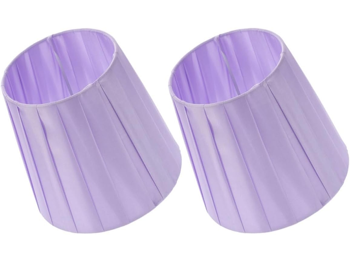 Abajur De Tecido Roxo Para Lâmpada E14, Conjunto Com 2 Unidades.