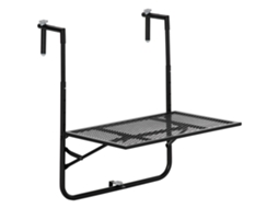 Mesa Suspensa BTFORUS, dobrável, altura ajustável, tampo de vidro, 60x60x57cm, preta