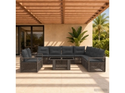 Vidaxl Conjunto De Sofá De Jardim 10 Unid. Cinza E Cinza Escuro