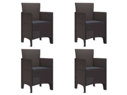Vidaxl Cadeira De Jardim 4 Pcs Castanho 53 X 49 X 85 Cm Polipropileno