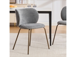 Cadeira contemporânea Chenille Encosto Curva Cinza VOLTEDGE