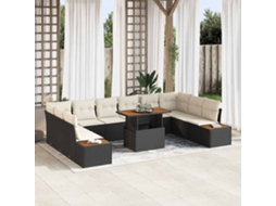 Vidaxl Conjunto De Sofá De Jardim 11 Unid. Preto Vime Pe