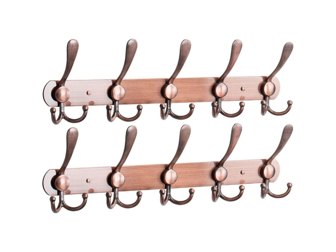 Cabideiro de Parede, 2 Peças, em Aço Inoxidável, para Roupas, Toalhas, Casacos, Chapéus, Chaves, Banheiro, Quarto, Hotel, Entrada(5 Ganchos BRILVIBERA