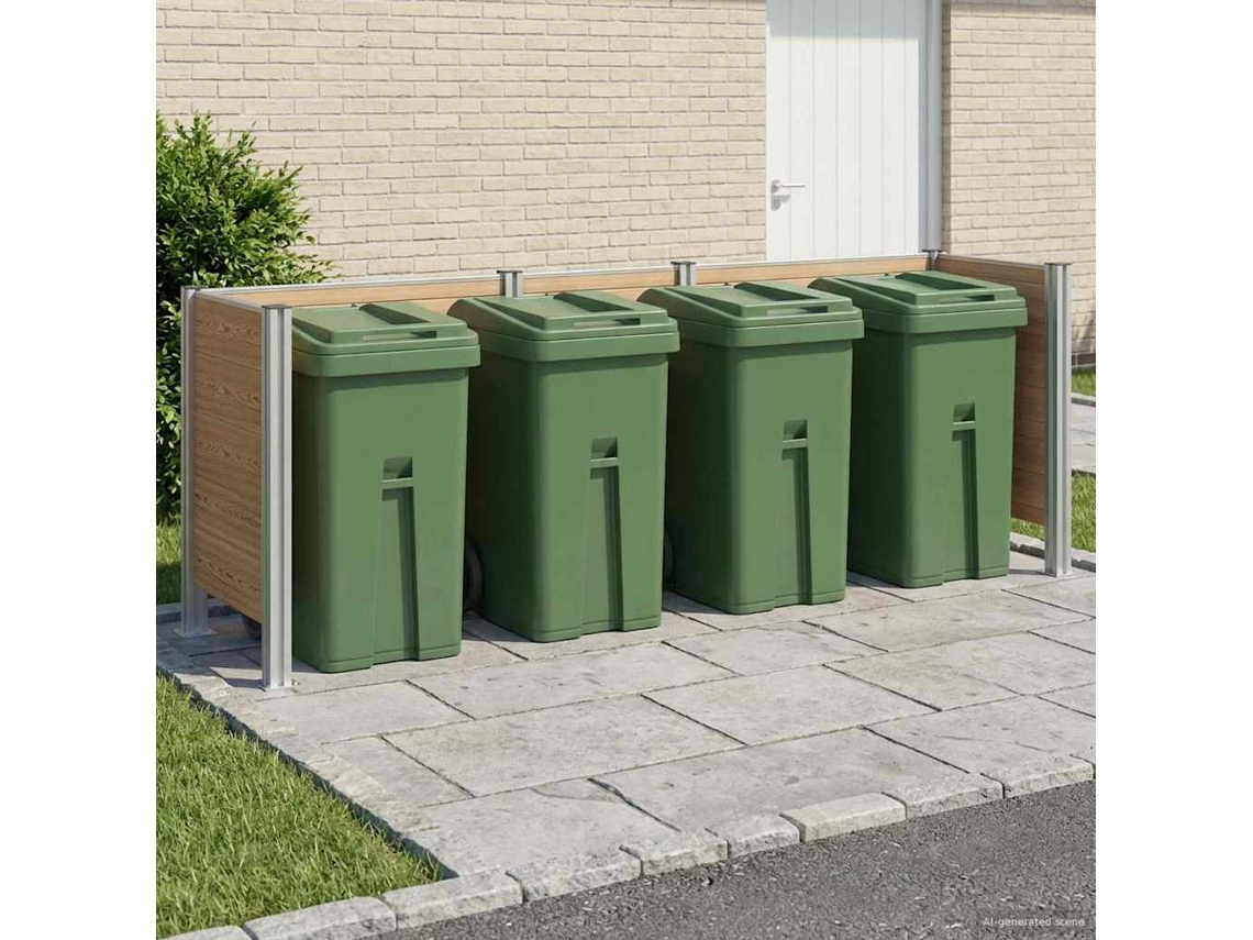 Vidaxl Cerca Para Caçamba De Lixo Castanho 315 X 85 X 115 Cm