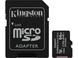 Pack 3 Cartões de Memória KINGSTON 64GB MicroSD Canvas Select Plus 100R A1 C10 + Adaptador