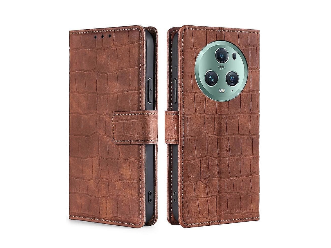 Capa Para Celular For Honor Magic5 Pro Em Couro Com Toque De Crocodilo E Fecho Magnético