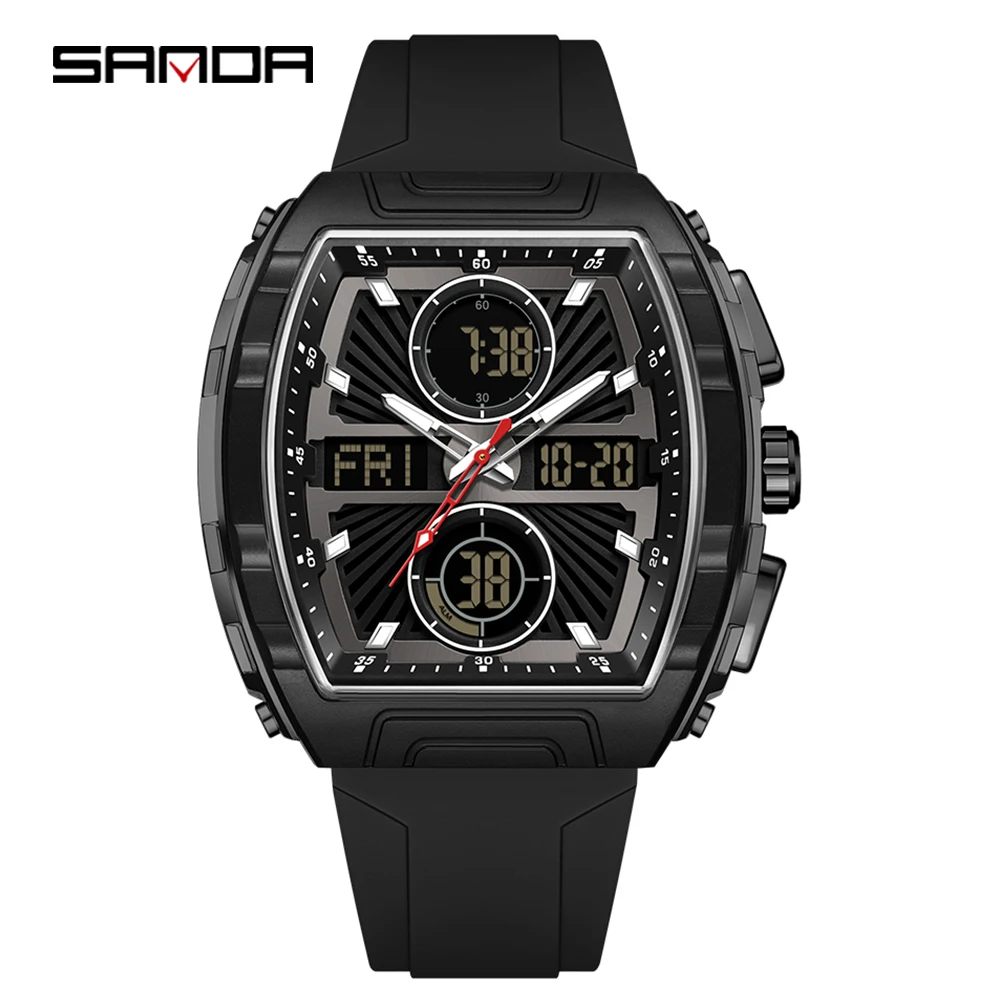 Relógio Eletrônico Masculino (preto), Relógio Digital Multifuncional Da Moda, À Prova D'água E De Silicone.