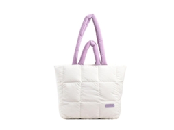 Bolsa Tote Casual De Nylon Com Forro De Algodão Capacidade Grande Para Mulher Bandolera Plegável Blanco-morado