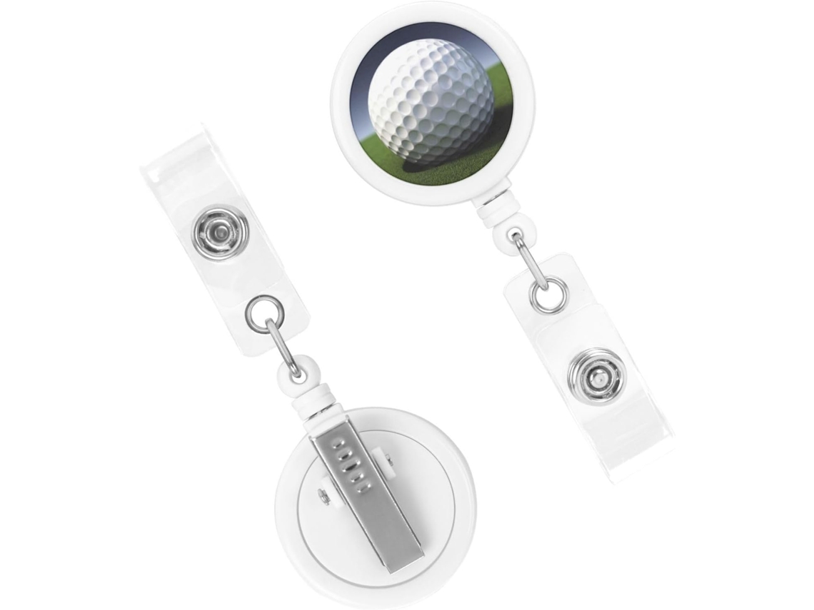 Porta Crachá Retrátil, Porta Crachás Retráteis Reforçados Em Formato De Bola Golfe, Porta Crachás Reforçados, Chaveiros
