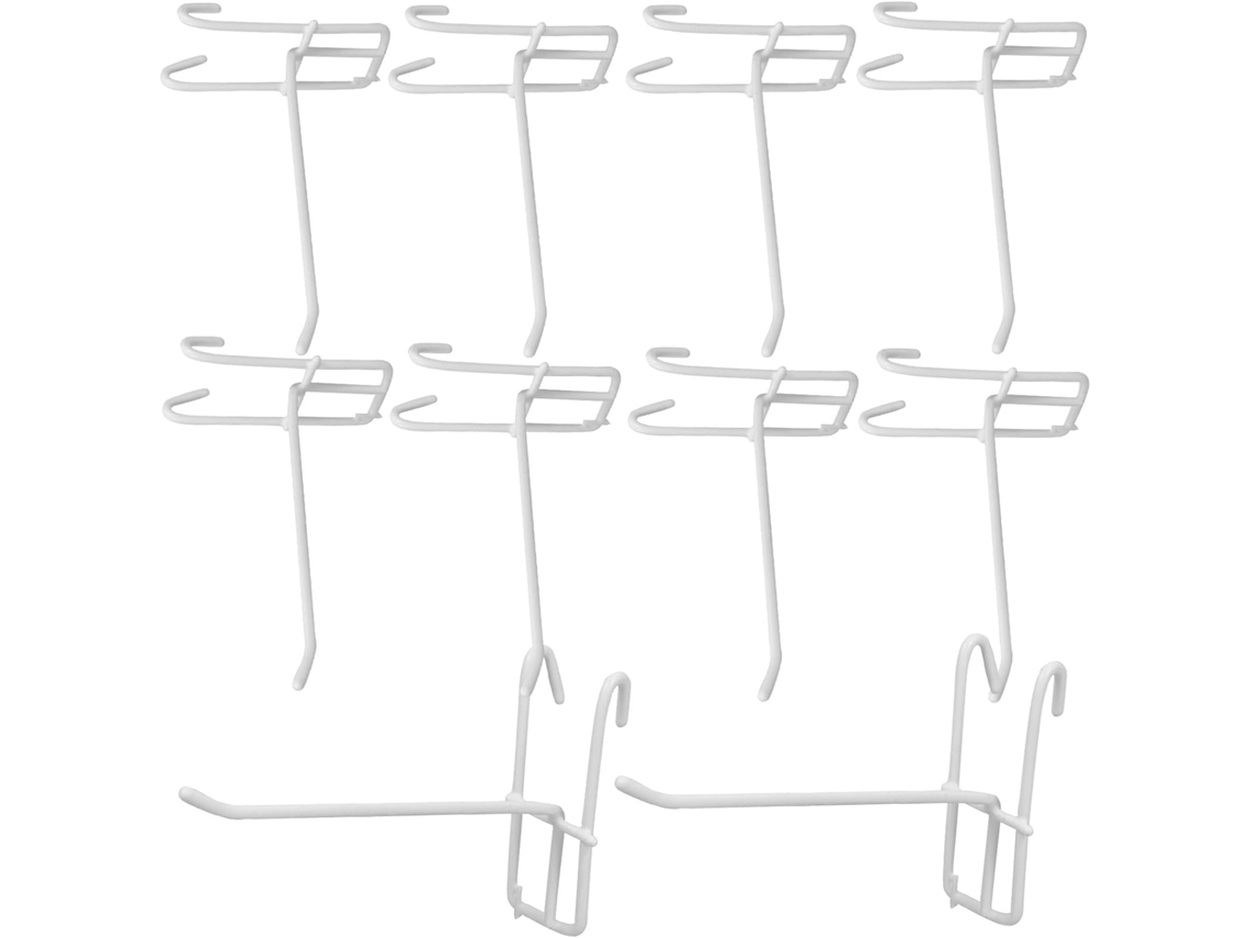 Conjunto De 10 Ganchos De Metal Branco Para Painel Perfurado E Suportes.