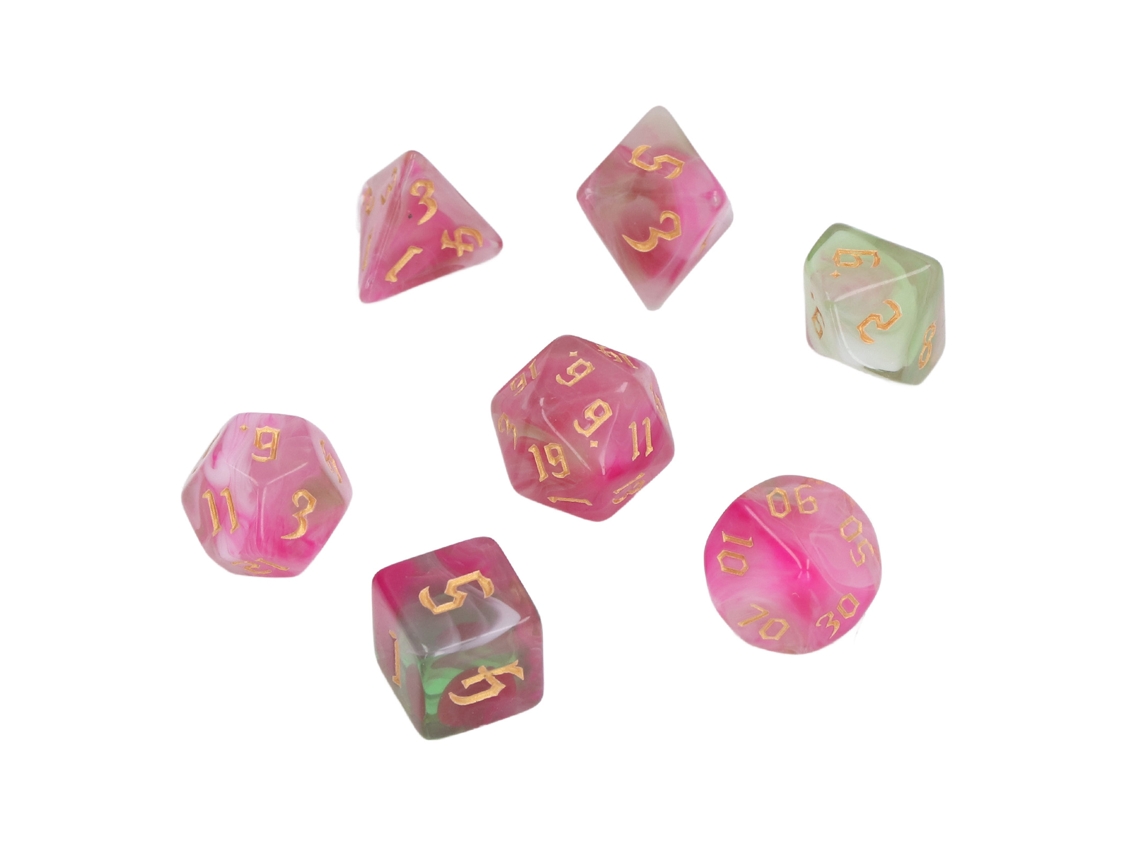 Ats 7pcs Set de Dados Poliédricos de Acrílico Portátil para Juegos de Mesa Fiesta Festiva Tipo 3