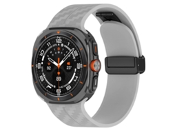 Pulseira De Silicone Com Fecho Dobrável Magnético Em Fibra De Carbono Para Samsung Galaxy Watch Ultra 47mm