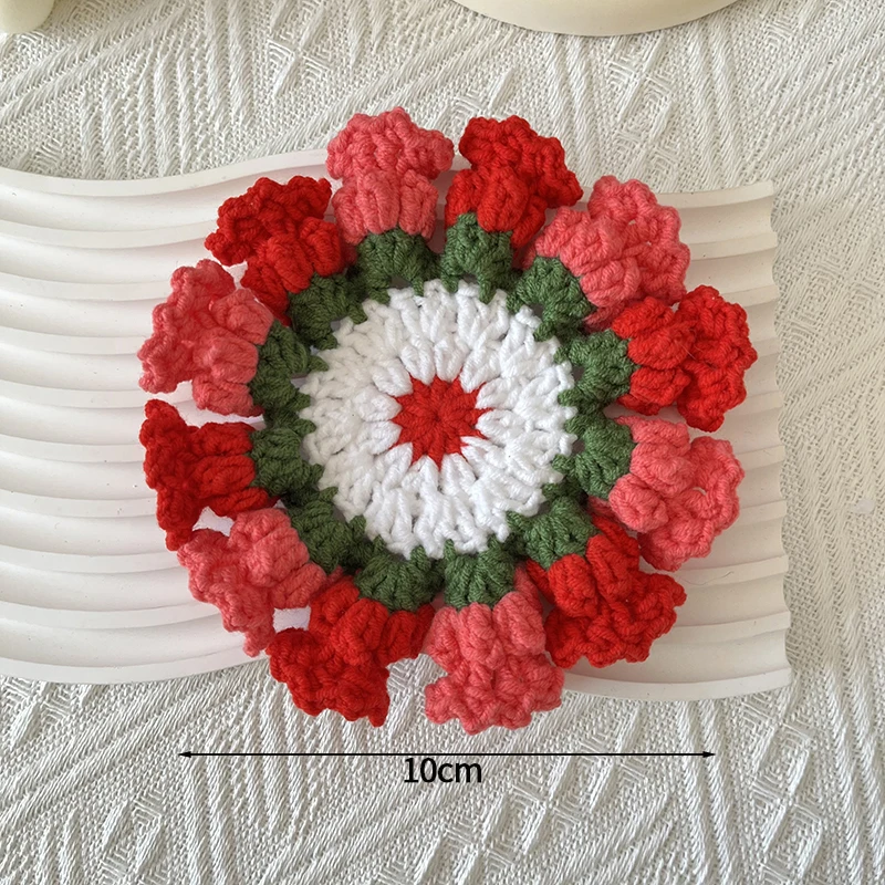 Porta-copos De Crochê Em Formato De Mini Rosas, Ideais Para Jogos Americanos De Cozinha Ou Como Porta-copos Para Uso Doméstico.