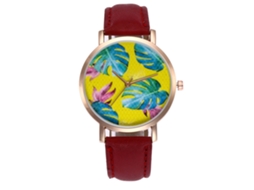 Reloj De Cuero Unisex Estilo Simple De Cuarzo Decoración Zlf0208-m Rojo