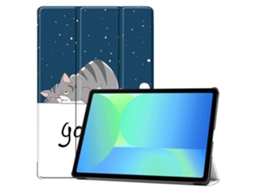 Capa de couro com estampa de gato para Samsung Galaxy Tab S10 Fe S9 Fe Hengrongshen