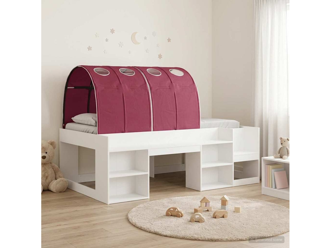 Vidaxl Estrutura De Cama Com Túnel 3 Unid. Branco E Vermelho
