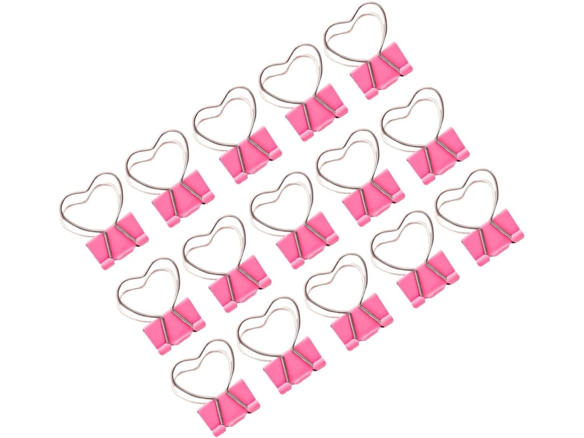 Clips De Metal Reutilizáveis Beavorty, Rosa, 15 Unidades Em Formato De Coração, Fáceis De Usar E Perfeitos Para
