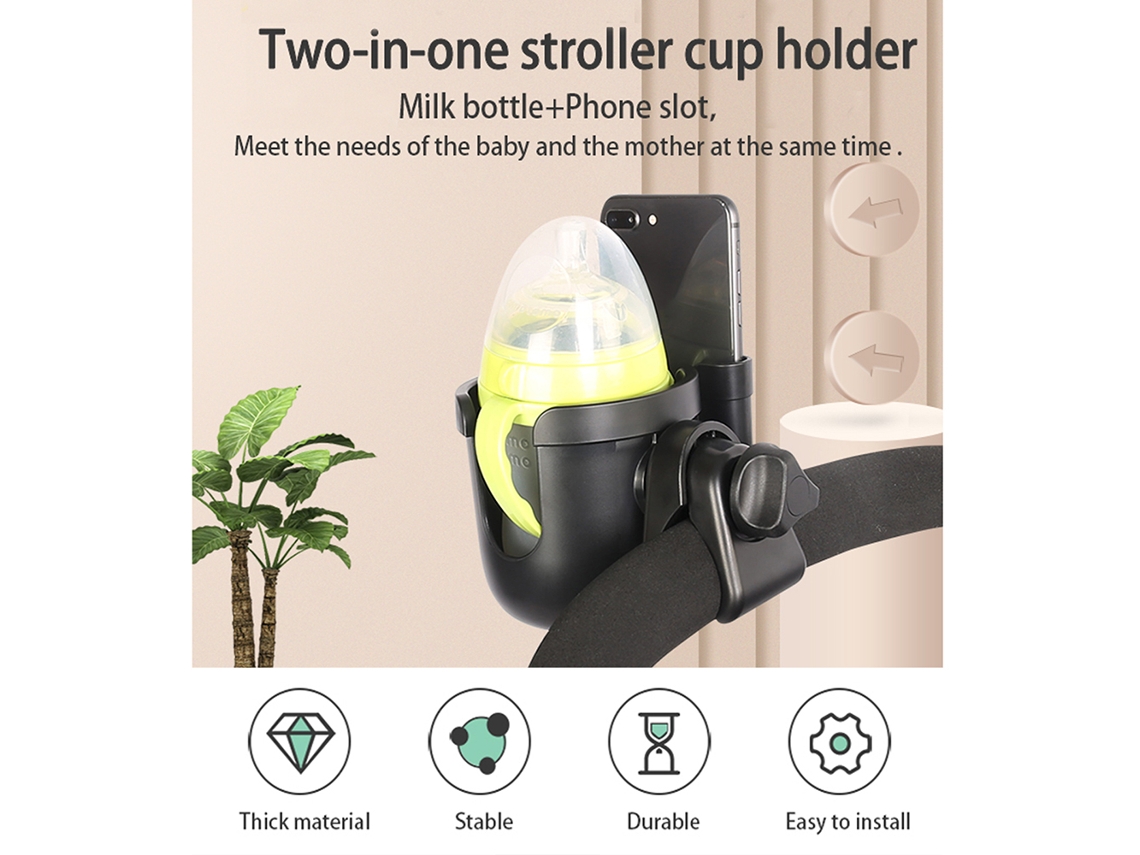 Primerox suporte 2 em 1 para Copo e Celular Universal com Anti derrapante para Carrinho de Bebê Bicicleta