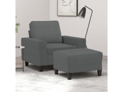 Vidaxl Poltrona Com Apoio De Pés 60 Cm Tecido Cinzento-escuro