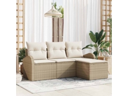 Vidaxl Conjunto De Sofá De Jardim Bege Vime Pe