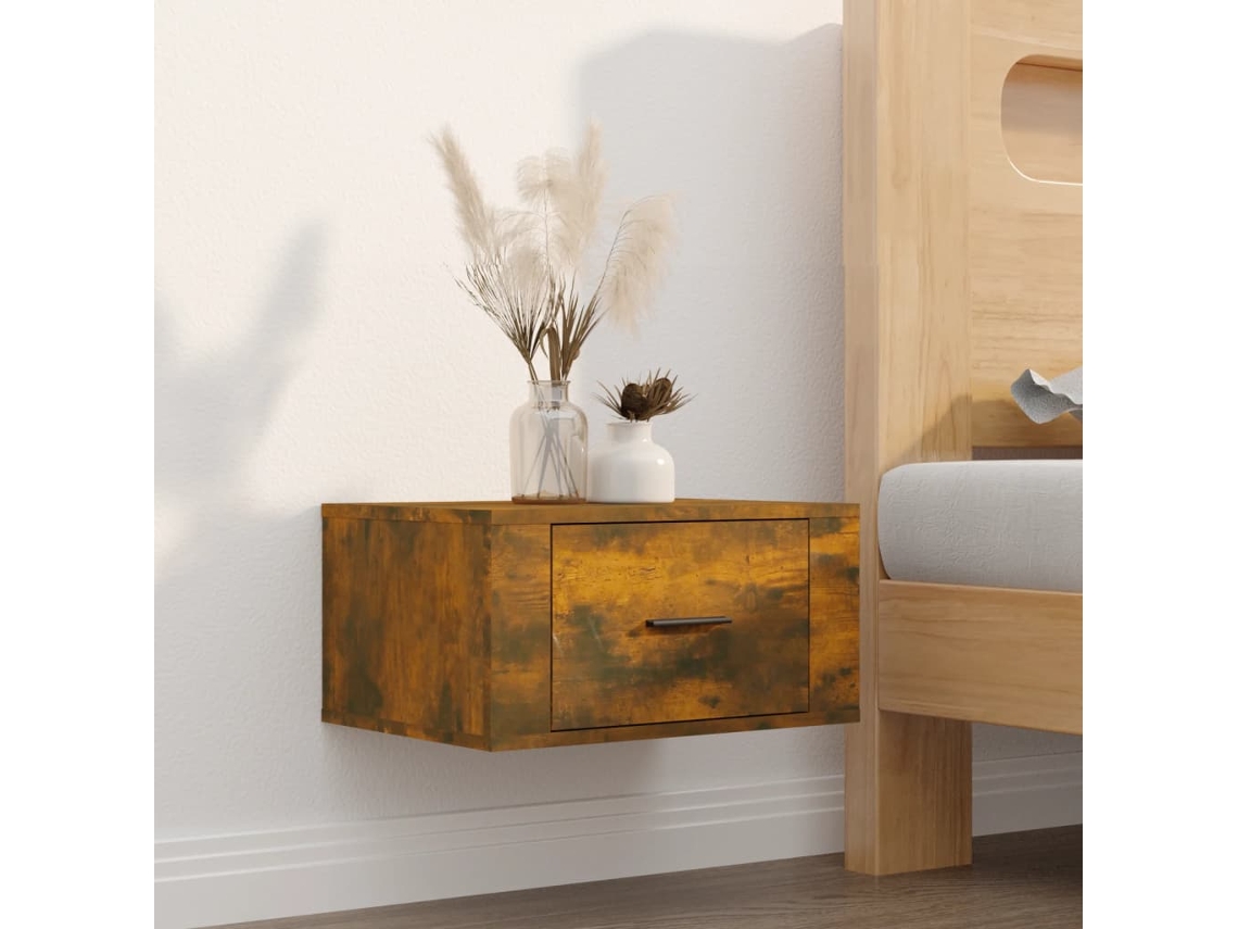 Vidaxl Mesa De Cabeceira De Parede 50x36x25 Cm Carvalho Fumado