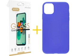 Kit Capa + Película iPhone 11 Pro Max Skyhe Silicone Azul