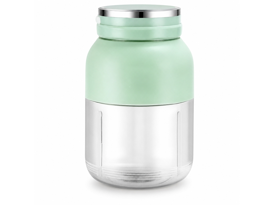 Liquidificadora Portátil Elétrica 1300 Ml Verde, Copo Para Sumos Com Tampa Dupla, Recarregável E Autolimpeza