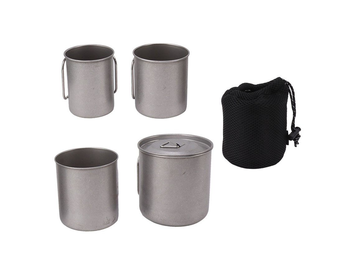 4pcs Caneca de Acampamento em Aço Inoxidável com Tampa S/MARCA