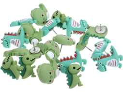 Villcase 20 Tachinhas Decorativas de Resina em Formato Dinossauro para Quadros Cortiça Escritórios e Diversas Aplicações