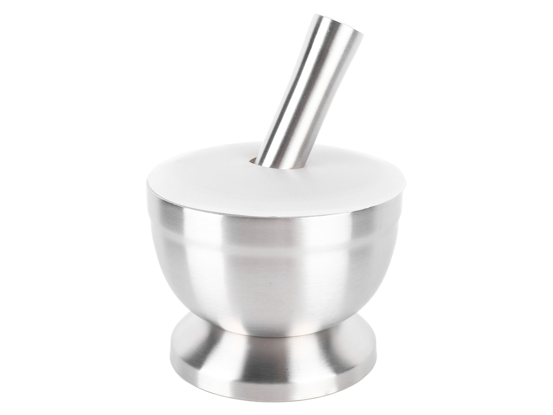 Pilão e Pés de Aço Inoxidável 18/8 com Tampa de Silicone S/MARCA
