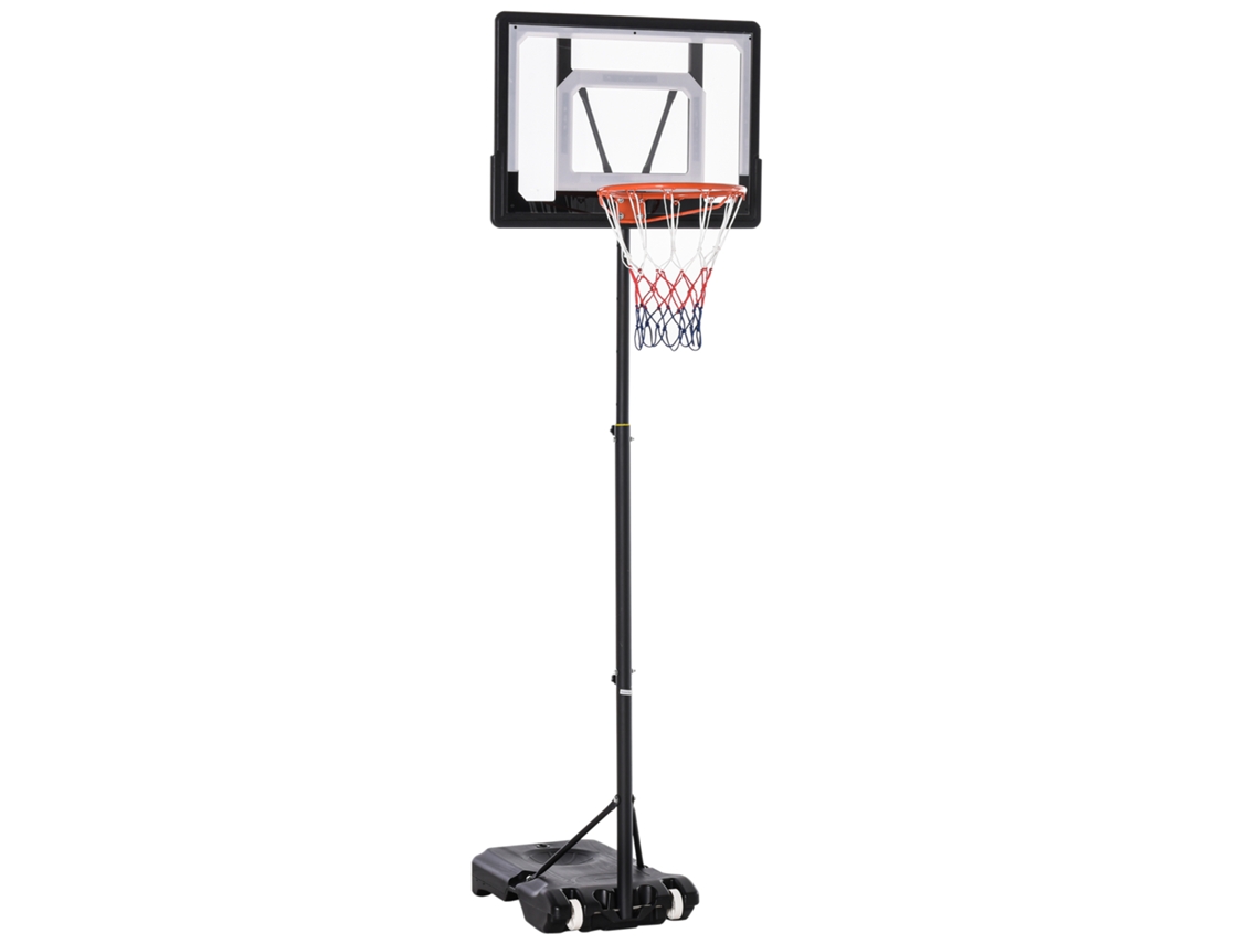 Cesta De Basquete Para Área Externa, Suporte De Basquete Ajustável Em Altura Para Crianças Com Rodas, Preto, 83 X 75 X 206 260 Cm Quenty
