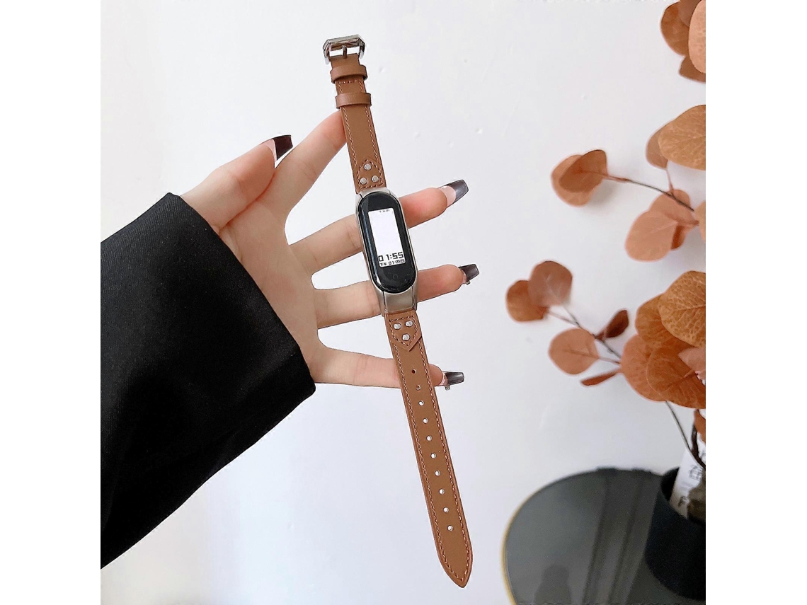 Pulseira De Couro Com Fivela Para Xiaomi Mi Band 5/6