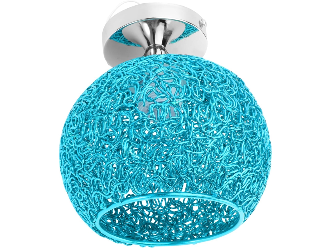 Luminária De Teto Decorativa Em Led, Cor Azul, Feita De Plástico E Alumínio, Com Ampla Iluminação Para Varanda E Corredor.