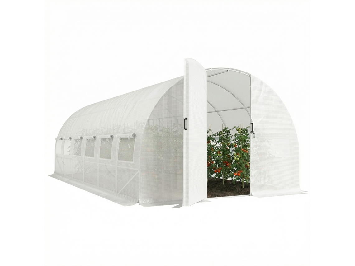 Estufa túnel com suportes, portas, janelas, DECORALAR TECH