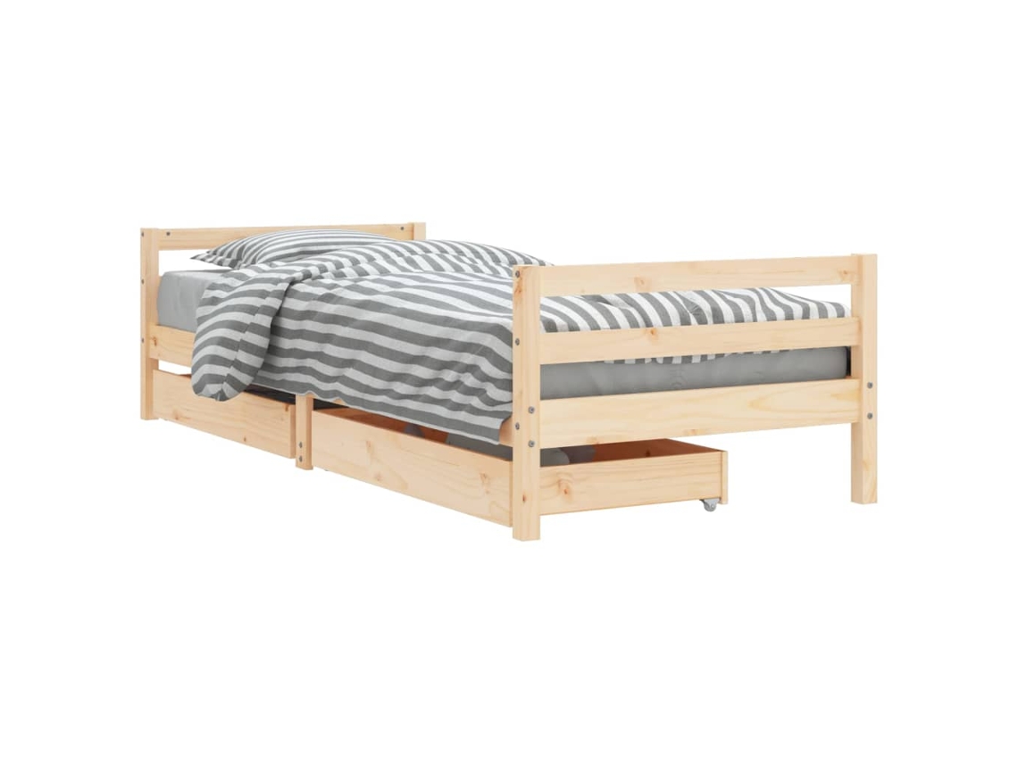 Estrutura de Cama Infantil com Gavetas Pinho Maciço MAISON EXCLUSIVE (90x190 cm)