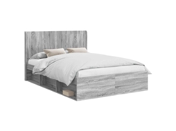 Vidaxl Estrutura De Cama Com Armazenamento E Cabeceira Sonoma Cinzento