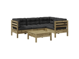 Maison Exclusive - 5 Pcs Conjunto Sofás De Jardim C/ Almofadões Pinho Impregnado
