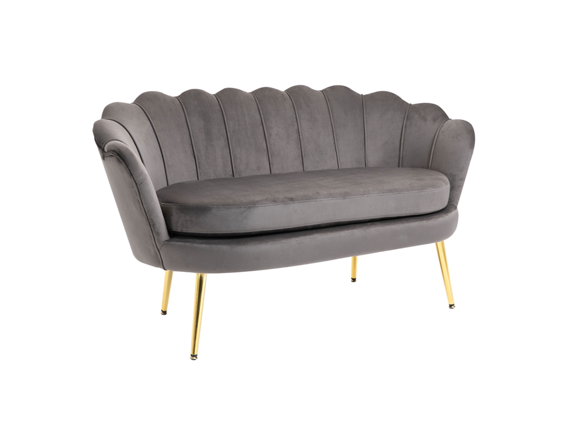 Sofá De 2 Lugares Em Veludo Com Braços, Sofá Moderno Com Assento Acolchoado Para Quarto E Sala De Estar, 133x63x75cm, Cinza