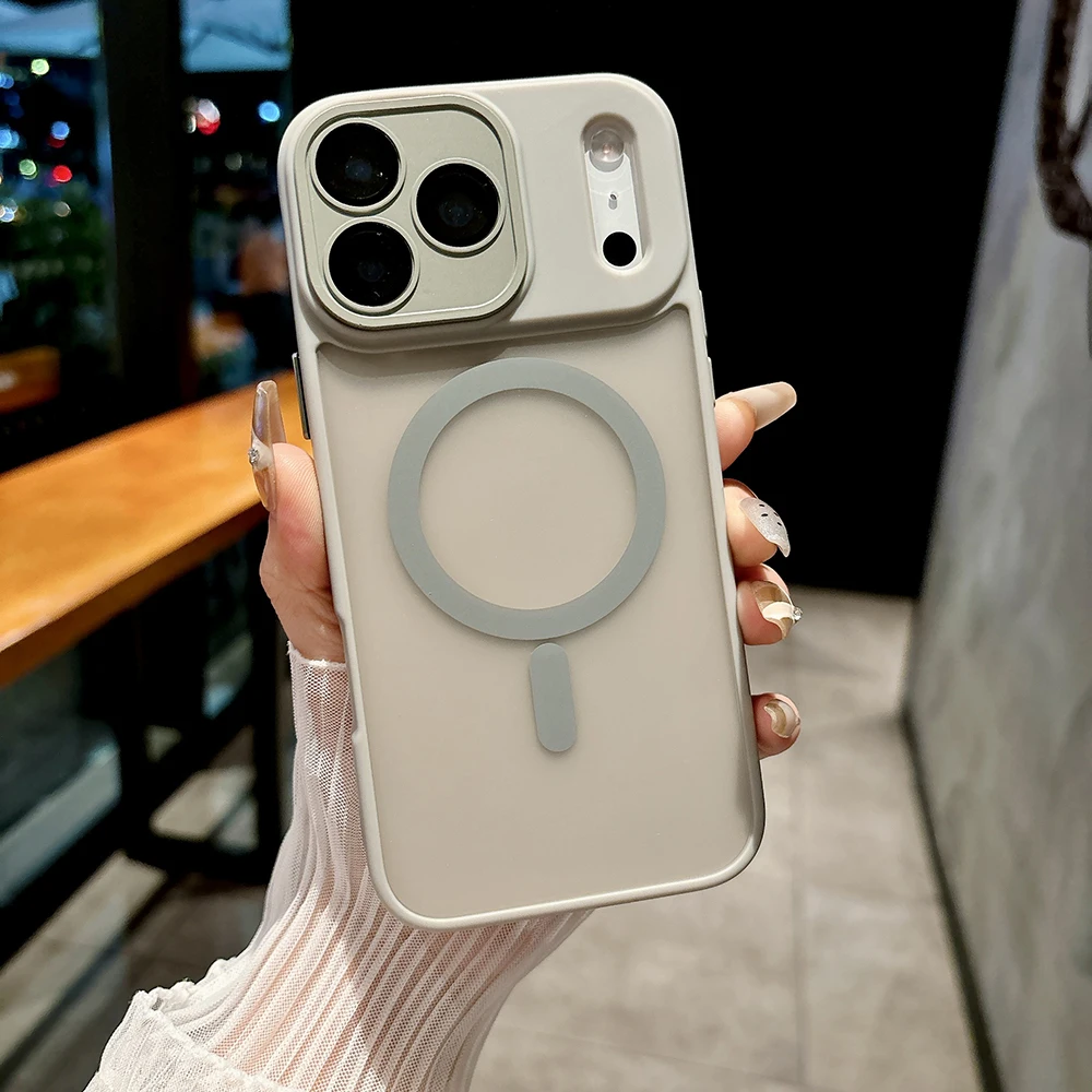(cinza, Iphone 14 Pro Max) Capa Fosca Semitransparente Para Celular, Compatível Com Carregamento Sem Fio Magnético, Capa Rígida À Prova De Choque.