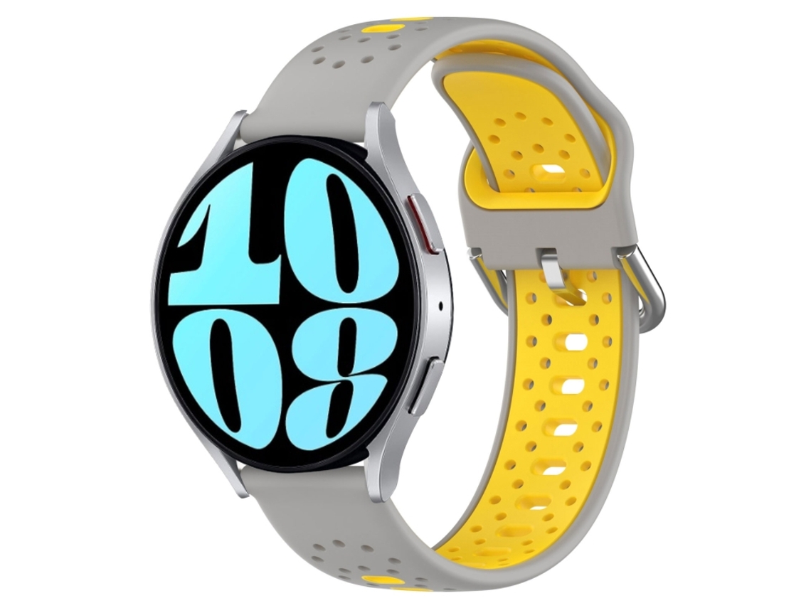 Bracelete para Samsung Galaxy Watch 6 XIAOMOYU em silicone respirável com duas cores (20mm) Cinza e Amarelo